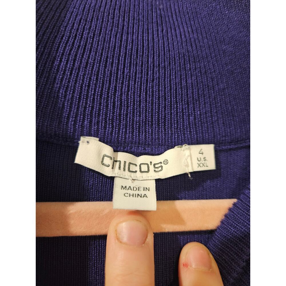 Chico's ECOVERO Mock Neck Sweater Florentina Plum Purple Womens XXL Size 4 NWT - Picture 3 of 8